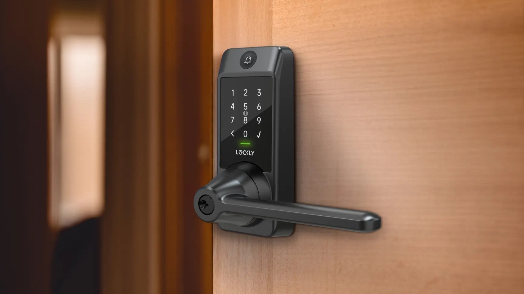 Lockly Affirm Series smart lock installed on door