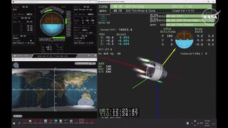 Boeing's Starliner Crew Flight Test capsule fires four thrusters in a deorbit burn to leave orbit ahead of landing on Sept. 6, 2024.