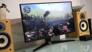 Asus TUF VG28UQL1A gaming monitor with Call of Duty Warzone on the screen