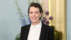 Olivia Colman in white shirt and black blazer