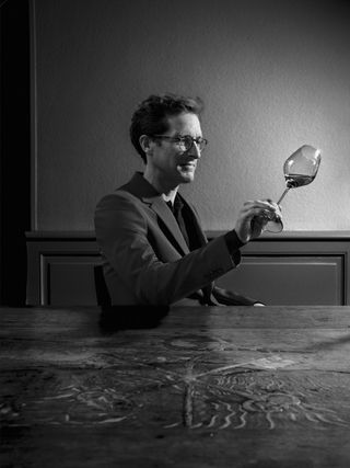 Vincent Chaperon, chef de cave of Dom Pérignon with a glass of champagne