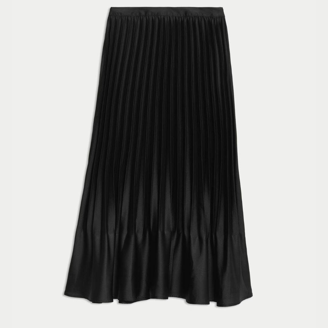 M&amp;amp;S Black Pleated Midaxi Skirt