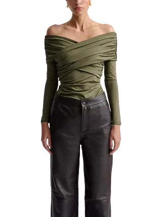 Malina Siri Jersey Wrap Top, Olive