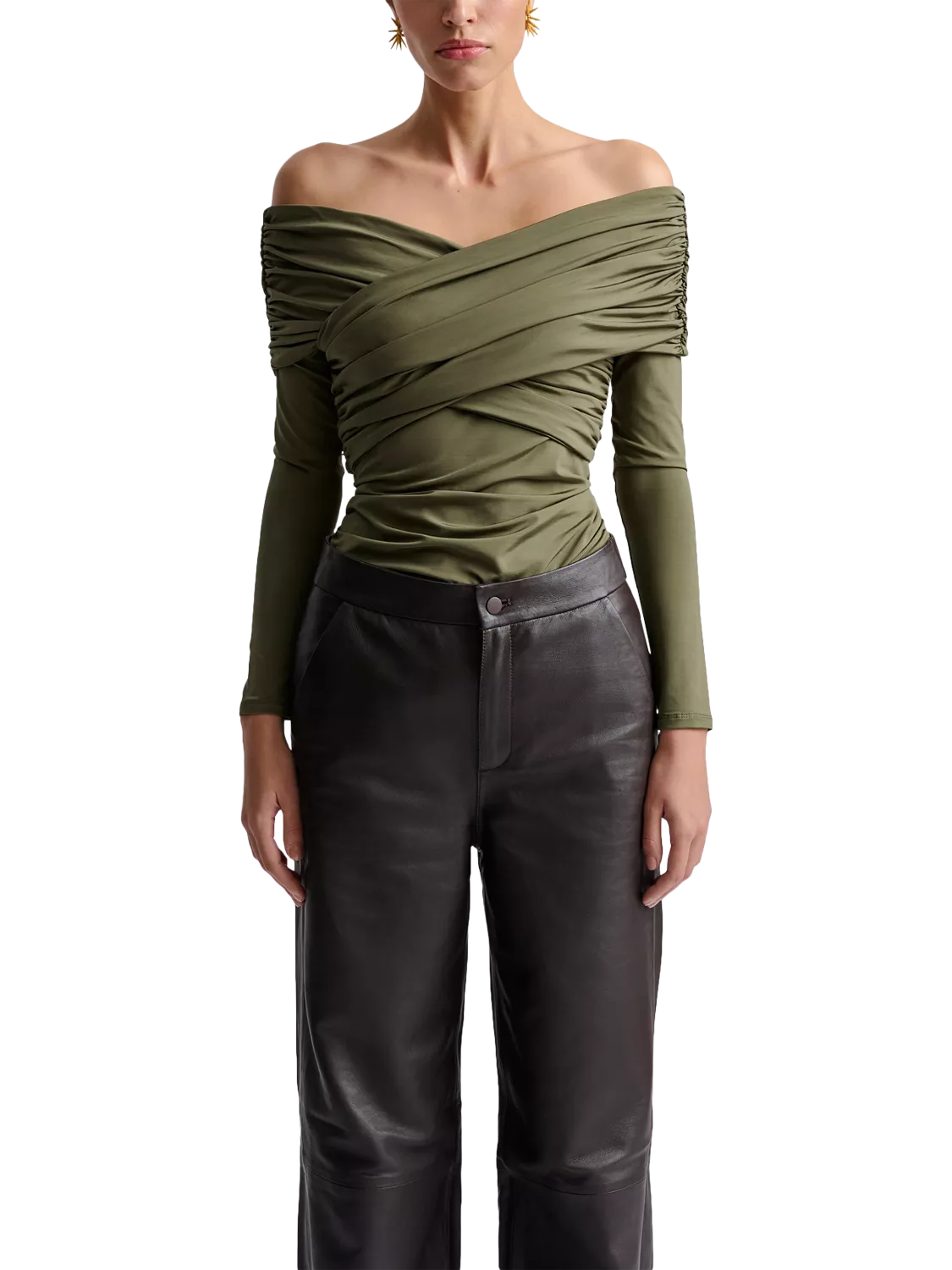 Malina Siri Jersey Wrap Top, Olive
