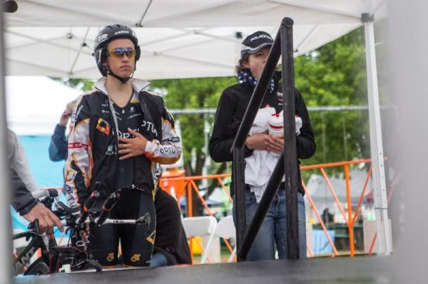 Riders get ready to take the start ramp.