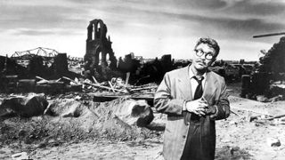 Burgess Meredith walking in a wasteland in The Twilight Zone