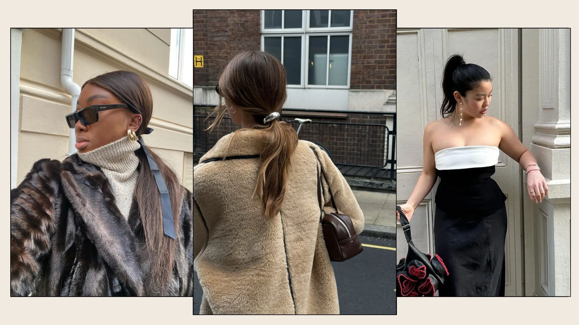A collage of stylish ponytail hairstyles