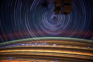 Expedition 31 Flight Engineer Don Pettit took photos of star trails, terrestrial lights, airglow and auroras while aboard the International Space Station. Image taken May 17, 2012.