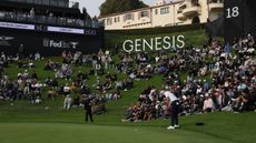 Luke List putts on the 18th hole during the 2024 Genesis Invitational at Riviera Country Club