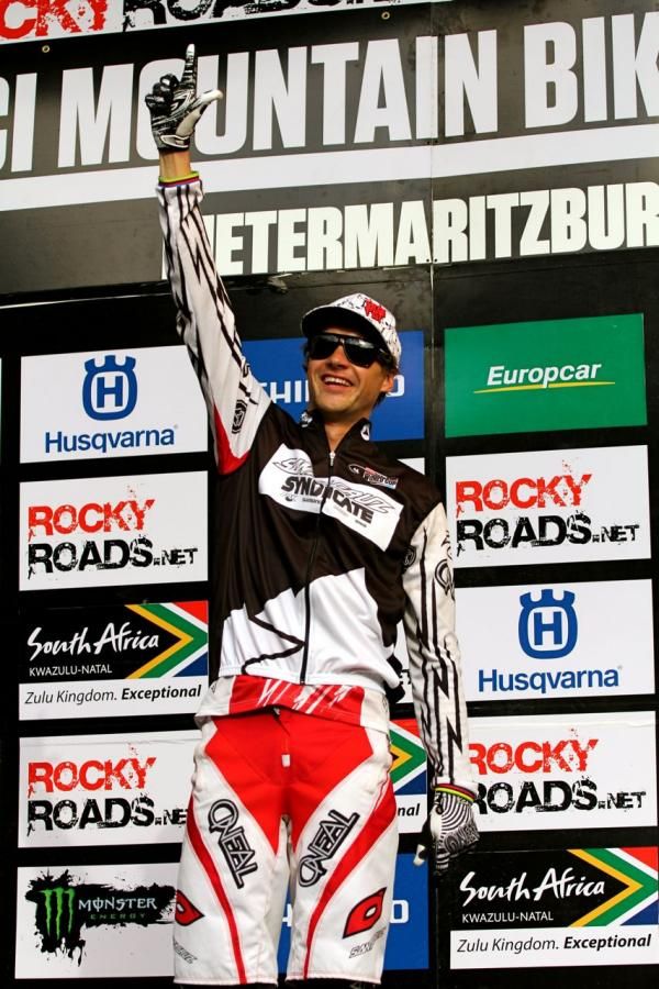 Greg Minnaar (Santa Cruz Syndicate) on the podium in Pietermaritzburg