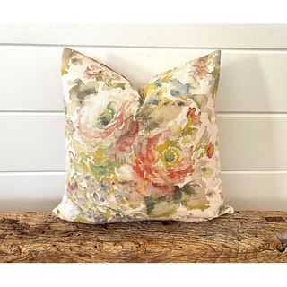 That Dutch Girl Pink Blush Linen Floral Pillow | Wayfair