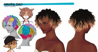 A design for the "natural curls" hairstyle, submitted as part of a contest in FF14.