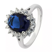Revere Sterling Silver Sapphire Cubic Zirconia Halo Ring, £24.99