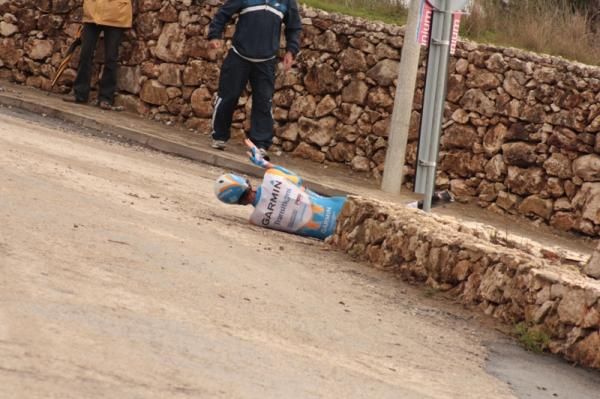 David Millar (Garmin - Transitions) crashed during the time trial.