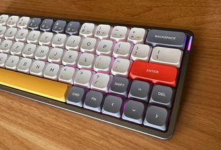Close up of right side of Nuphy Air60 keyboard keys