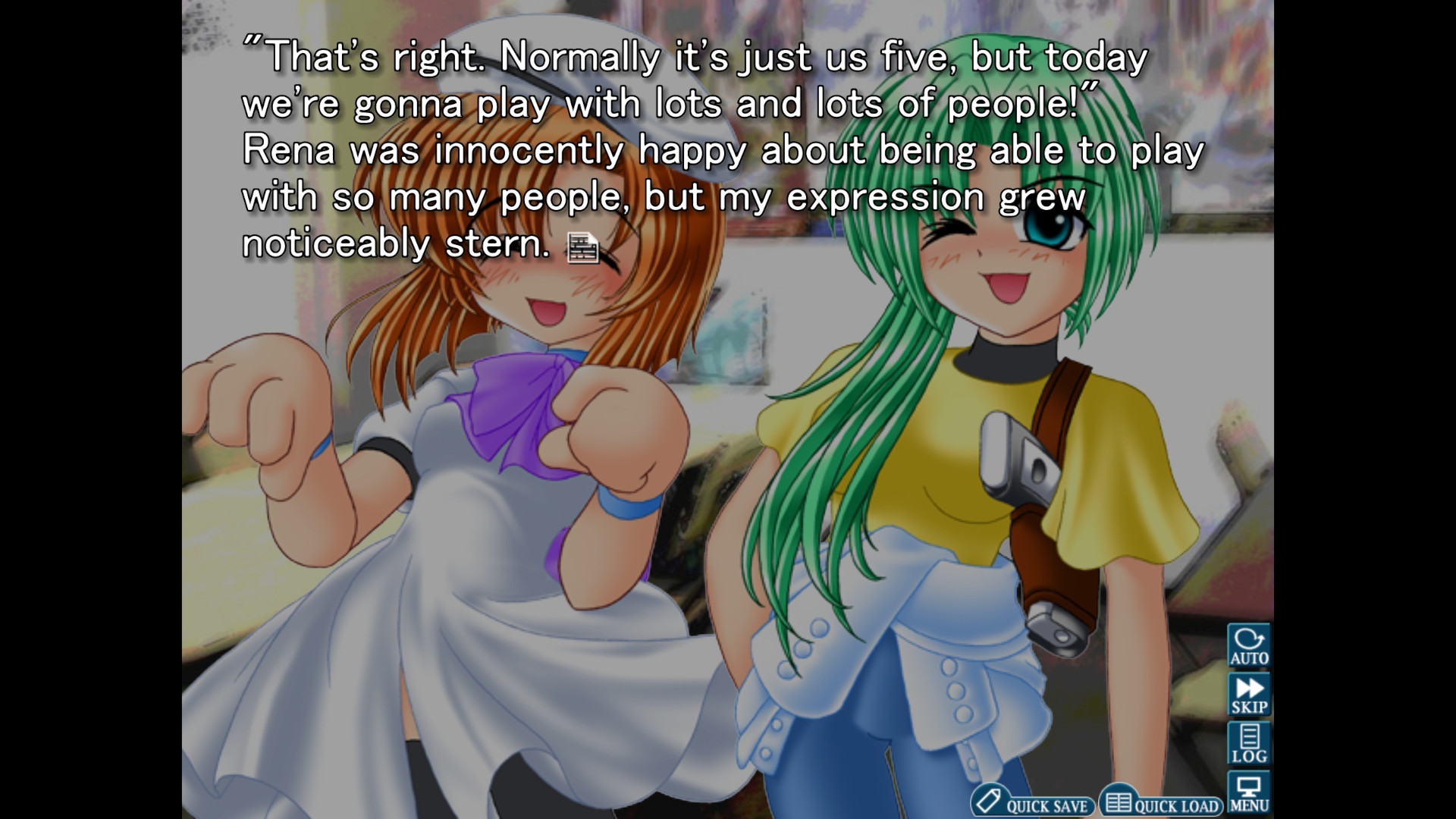 Mion, Rena, and the rest of the club prepare for a gaming session in Higurashi: When They Cry