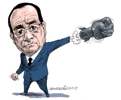 Political cartoon Francois Hollande ISIS
