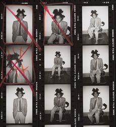 Jean-Michel Basquiat photo shoot for Polaroid portrait by Andy Warhol