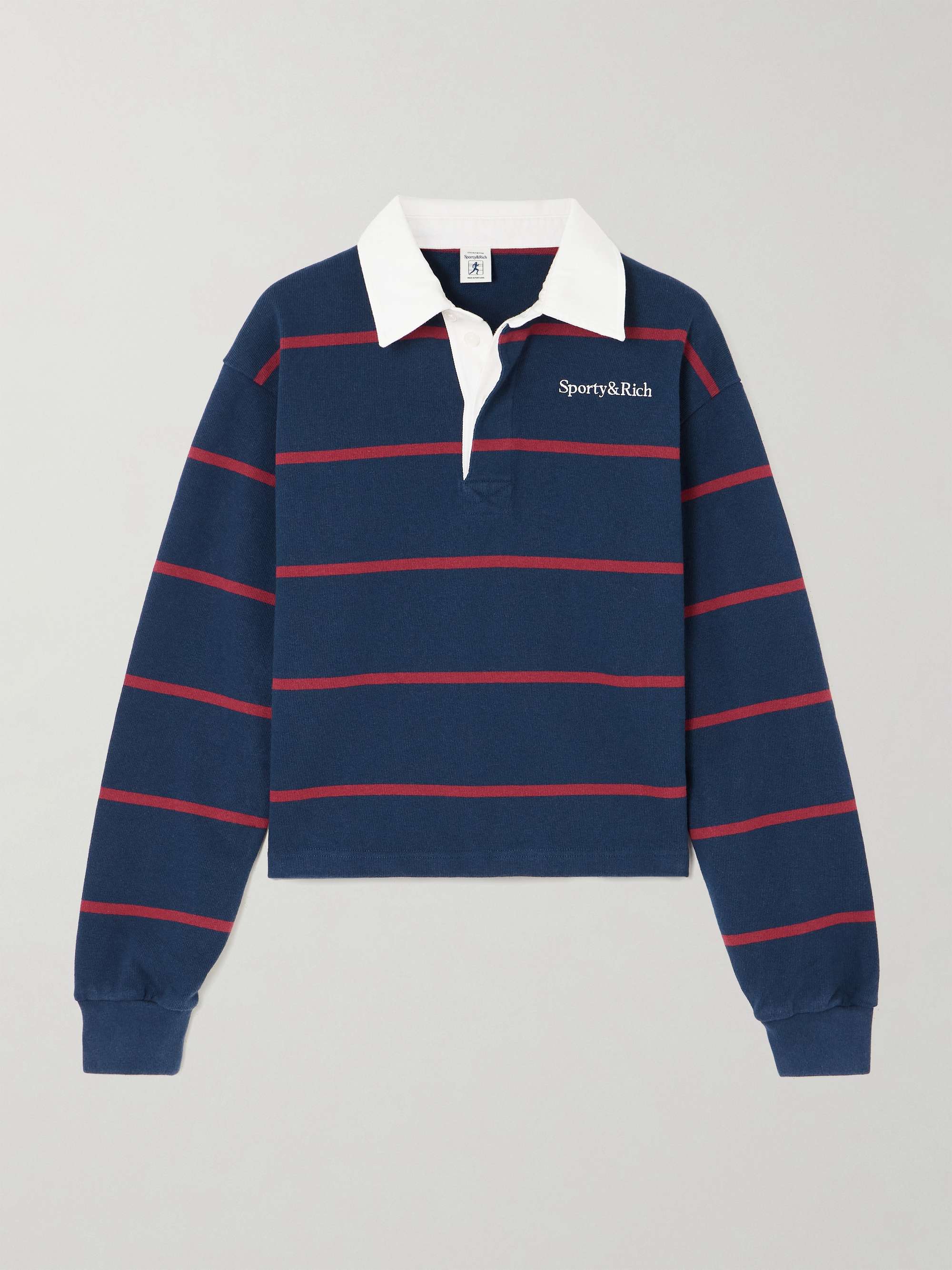 Embroidered Striped Cotton Polo Shirt