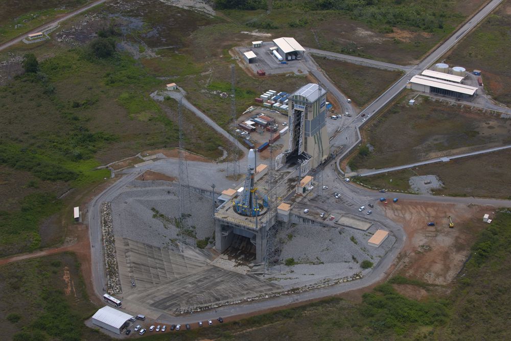 The Soyuz launch site at Europe&#039;s spaceport near Kourou, in French Guiana.