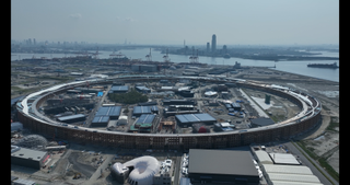 drone image of the ring Expo 2025 Osaka site in construction