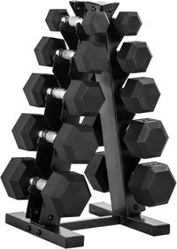 CAP 150-Pound Rubber Dumbbell Set with Rack $276.96$229.36 on Amazon