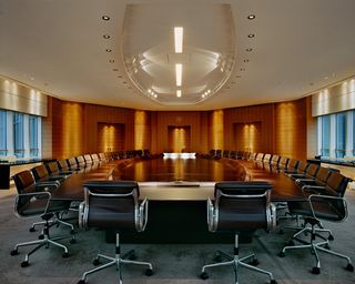 The boardroom of multinational oil company Total, Paris, France