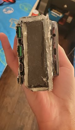 A modified smartphone battery