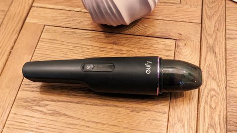 eufy HomeVac H11 Cordless Handheld Vacuum Cleaner being tested in writer's home