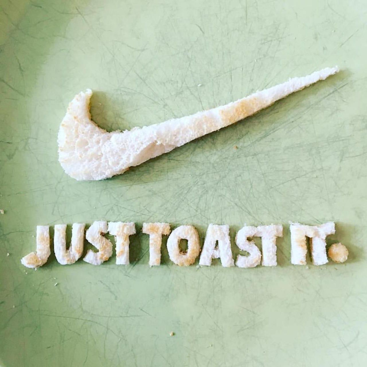The Nike Swoosh, but in bread