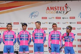 The team from Lampre-ISD is presented to the crowd