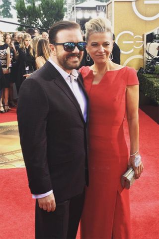 Ricky Gervais Jane Fallon At The Golden Globes 2016