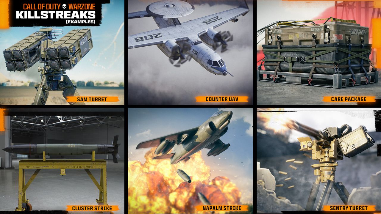 Call of Duty: Black Ops 6 and Warzone Integration begins in Season 1. New killstreaks include the SAM turret, counter uav, care package, cluster strike, napalm strike, and sentry turret.