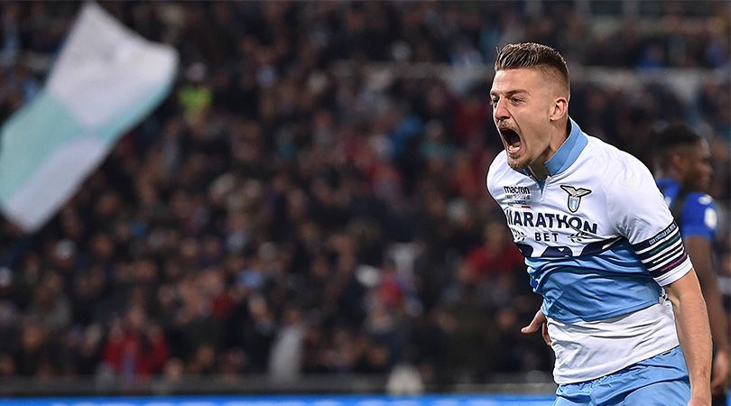 Sergej Milinkovic-Savic celebrating for Lazio