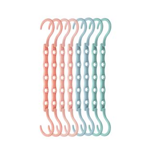 Eight colorful long clothes hangers