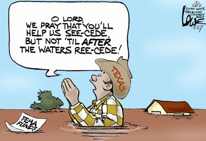 Editorial cartoon Texas Flooding