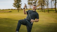 Self-important golfer celebrates