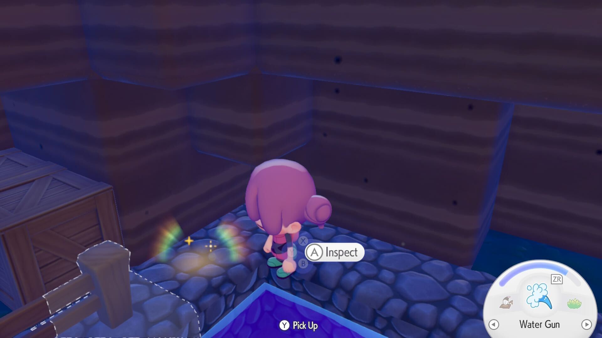 Inspecting a Pokemon trace in Pokemon Pokopia