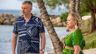 Gabrielle Glaister and John Gordon Sinclair in Death in Paradise season 13