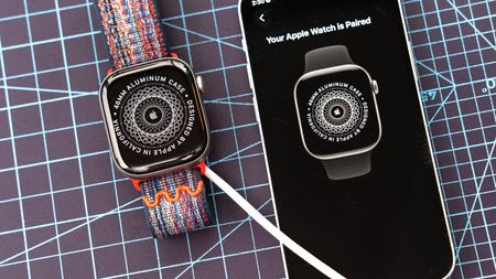 Apple Watch Series 11 close-up showing the setup and pairing process 