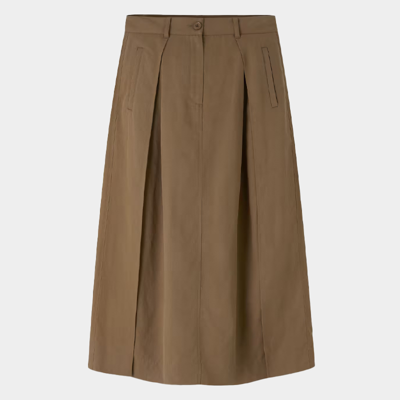 Me+Em khaki cotton a-line skirt