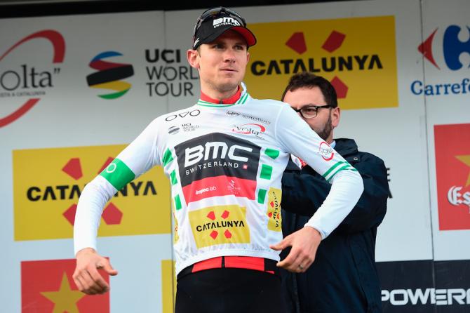 Tejay van Garderen in the Catalunya leader's jersey after stage 3