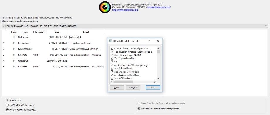 photorec vs testdisk