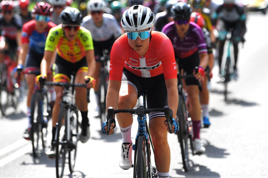 HARDENBERG NETHERLANDS AUGUST 25 Amalie Dideriksen of Denmark and Team Trek Segafredo during the 23rd Simac Ladies Tour 2021 Stage 1 a 1344km stage from Zwolle to Hardenberg SLT2021 UCIWWT on August 25 2021 in Hardenberg Netherlands Photo by Luc ClaessenGetty Images