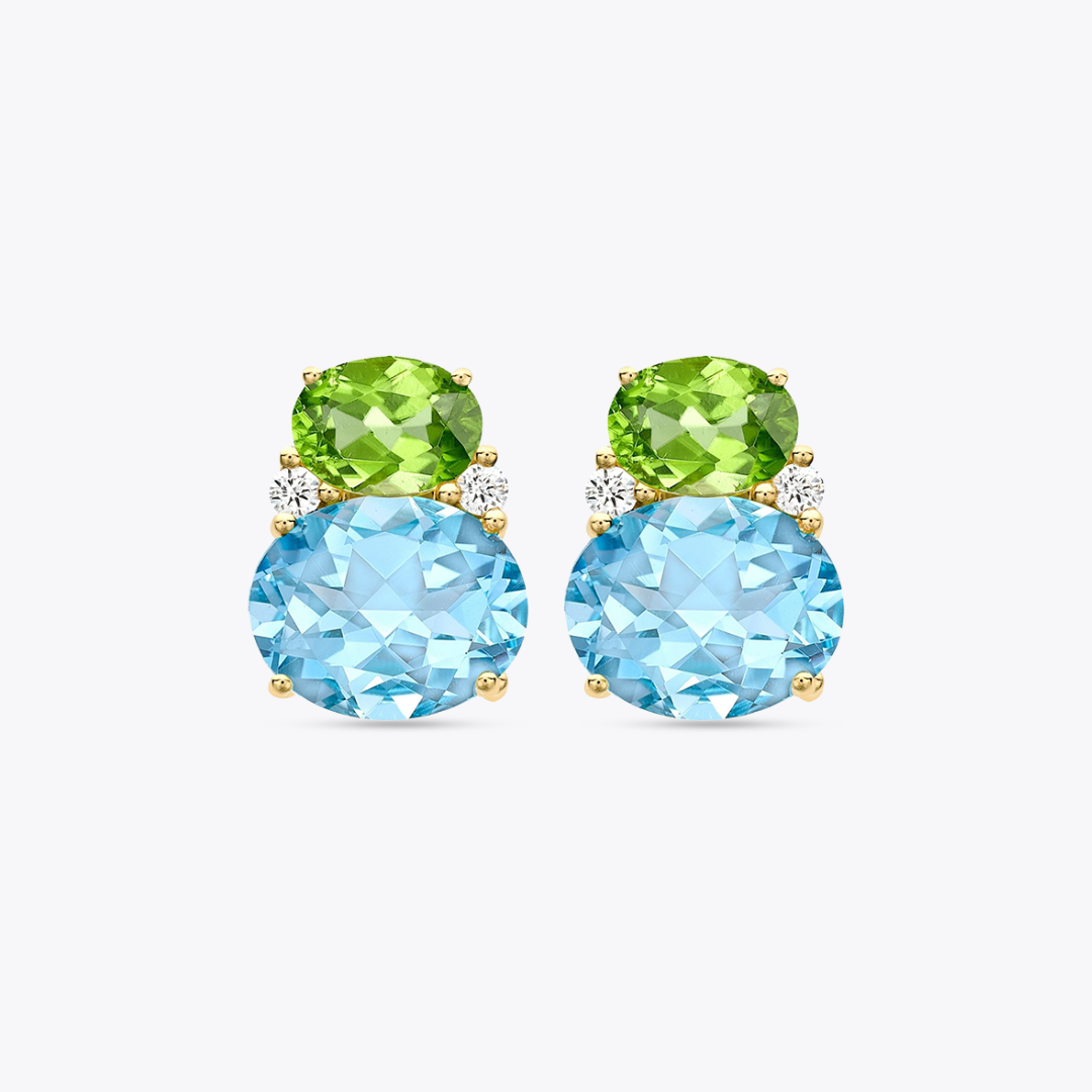 Kiki Classics Peridot and Blue Topaz Double Oval Studs