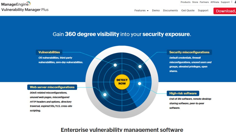 Website screenshot of ManageEngine (July, 2025)