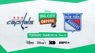 logos of ESPN and other partners in the animated production of a live NHL game