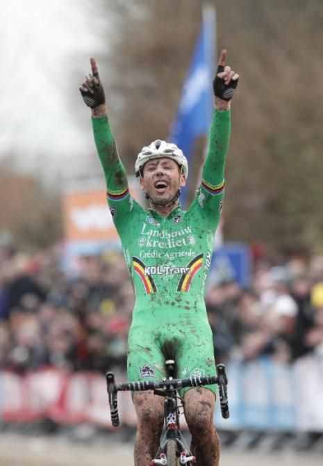 Sven Nys prevails at the 2012 Belgian cyclo-cross championship, the eighth national title of his career