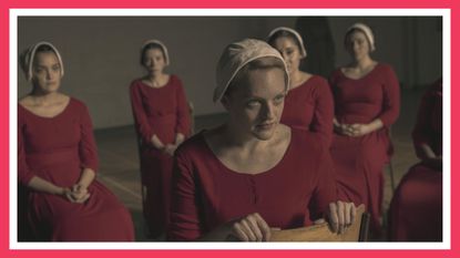 The Handmaid's Tale -- "Unfit" - Episode 308 -- June and the rest of the Handmaids shun Ofmatthew, and both are pushed to their limit at the hands of Aunt Lydia. Aunt Lydia reflects on her life and relationships before the rise of Gilead. Brianna (Bahia Watson) and June (Elisabeth Moss), shown