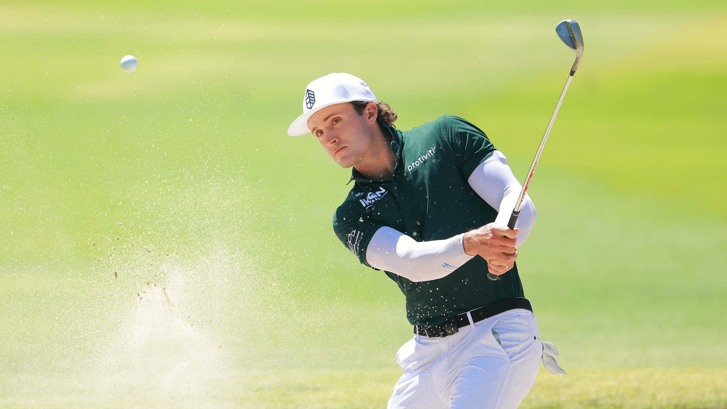 James Nicholas plays a bunker shot during the 2026 Astara Chile Classic